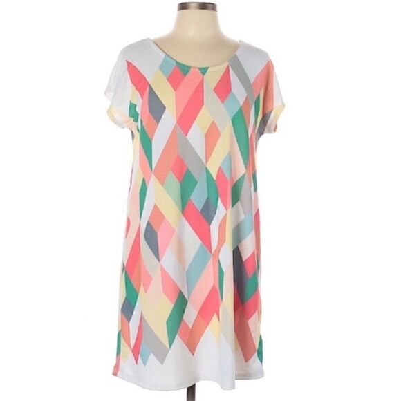 New! 12PM by Mon Ami Geometric Shift Dress Sz L - Picture 2 of 6